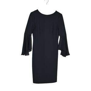 Donna Karan New York Womens 6 Elegant Black Bell Sleeve Sheath Dress